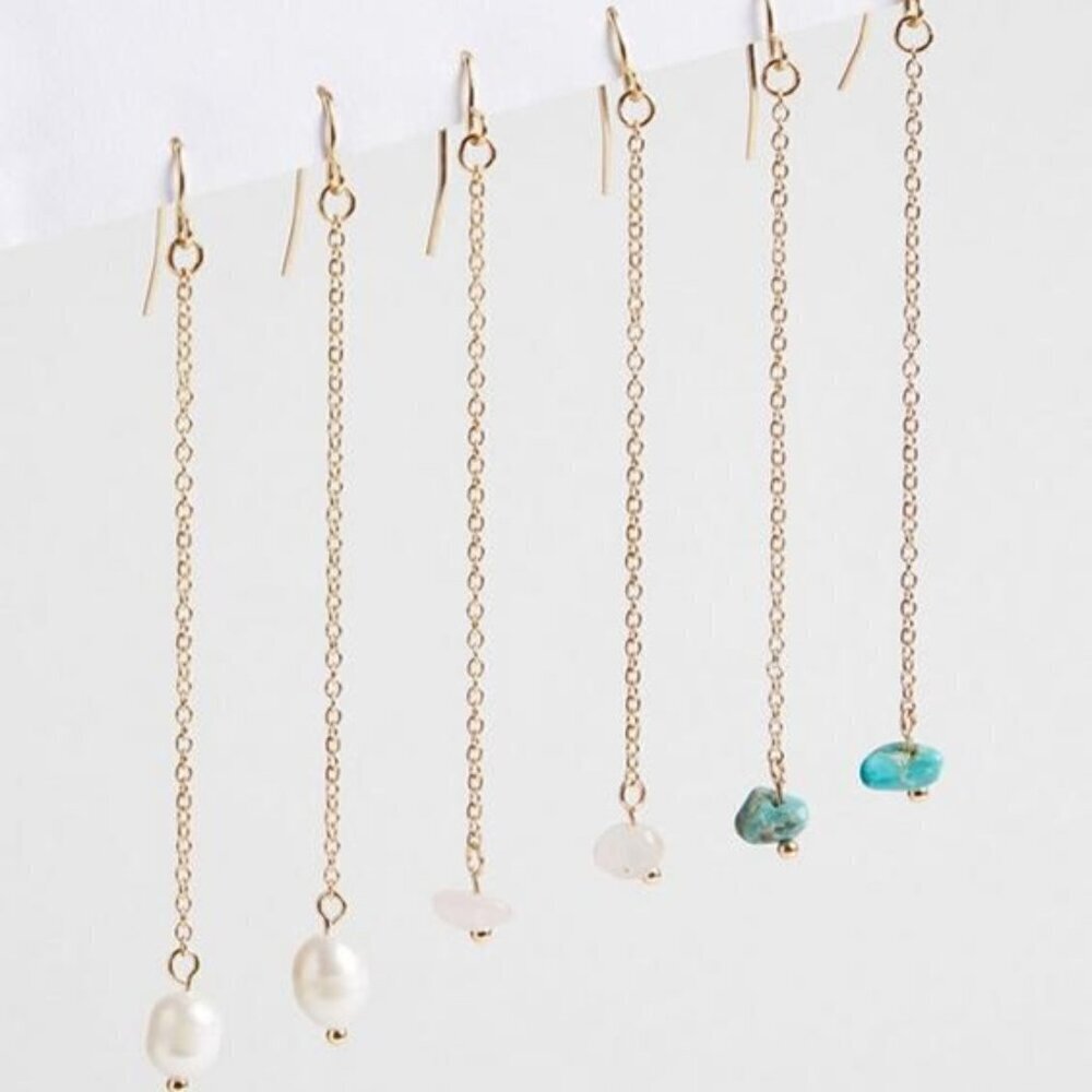 Torrid - Pearl And Stone Linear Earring Set in Gold